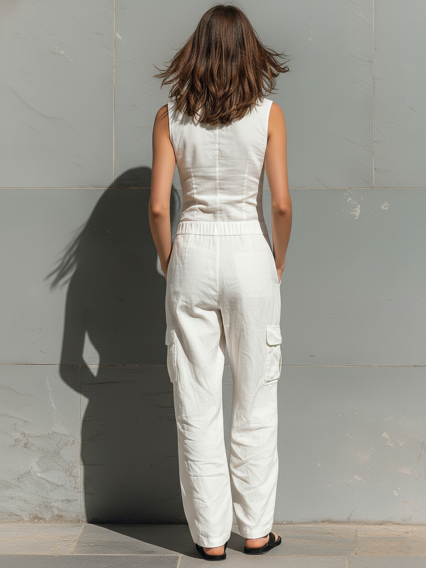Estelle | Single-Breasted Sleeveless Jumpsuit