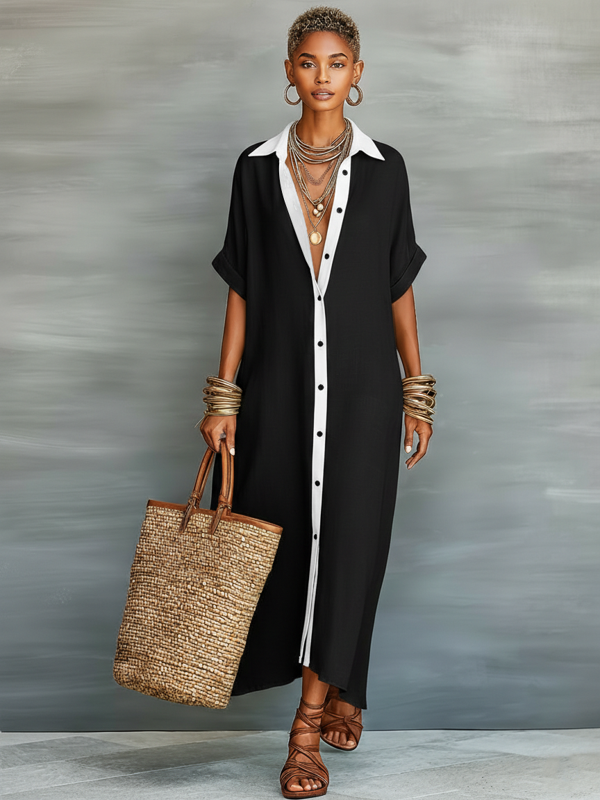 Fleur | Short-Sleeve Linen Shirt Dress