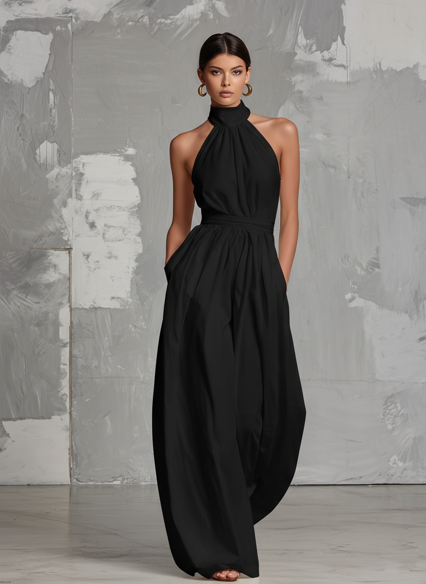 Anya | White Halter-Neck Jumpsuit