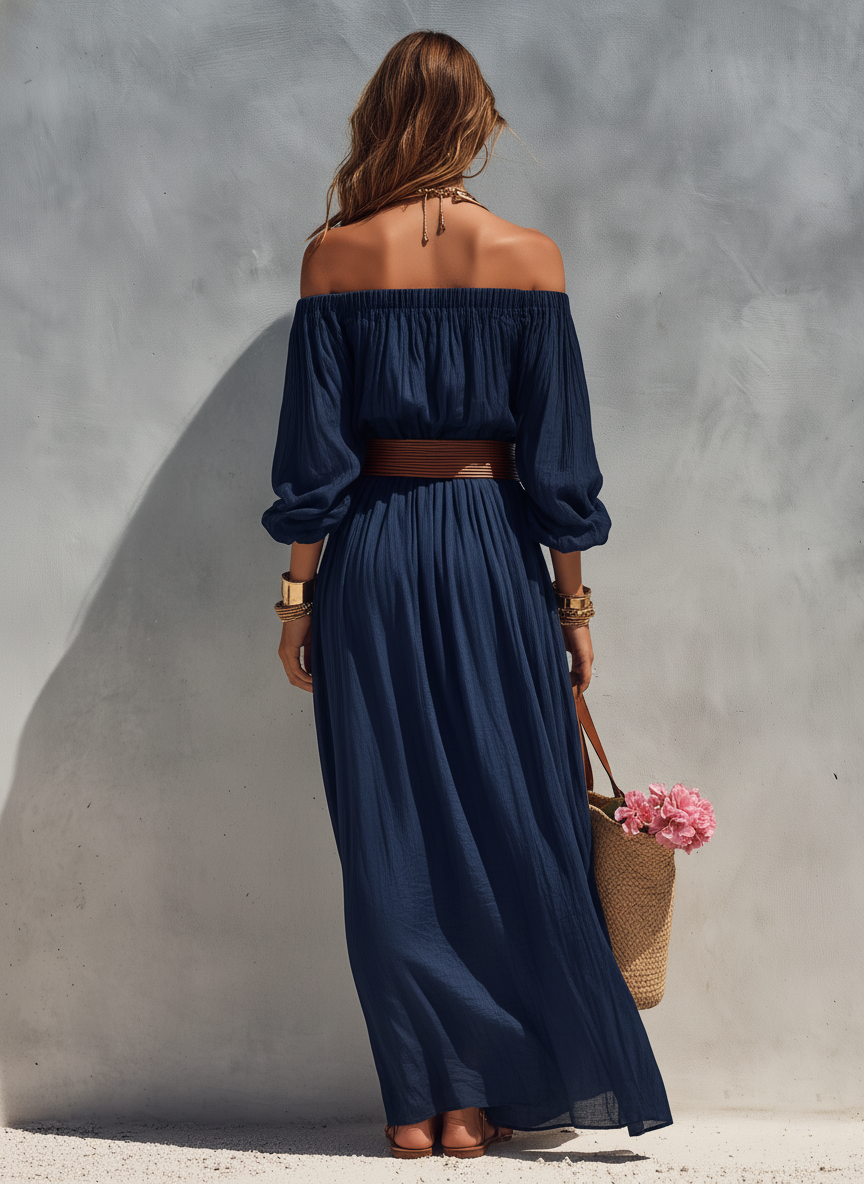 Audrey | Dark Blue Strapless Maxi Dress
