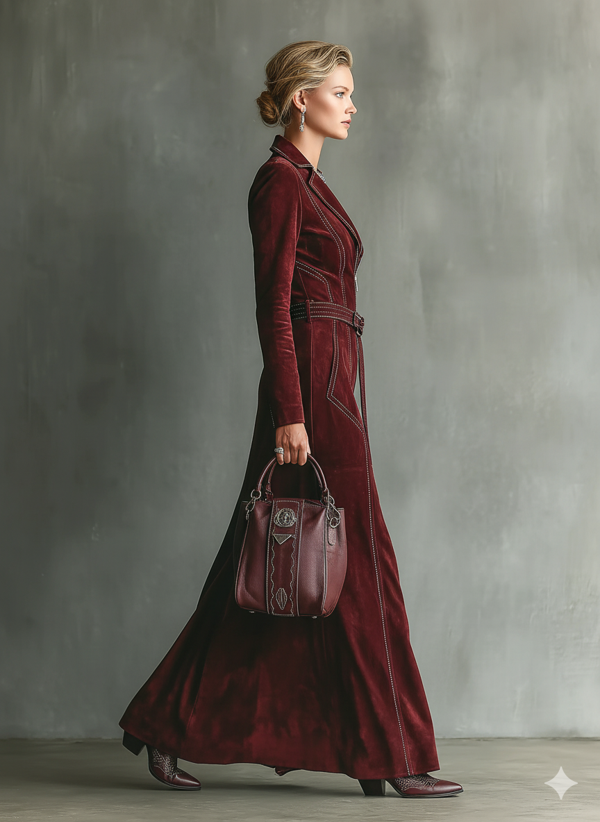 Celeste | Burgundy Faux Suede Maxi Dress