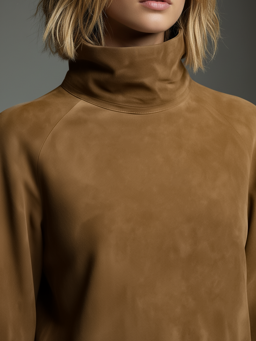 Rhea | Suede Turtleneck Mini Dress