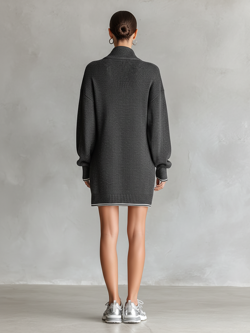 Ophelia | White-Trim Knit Mini Dress