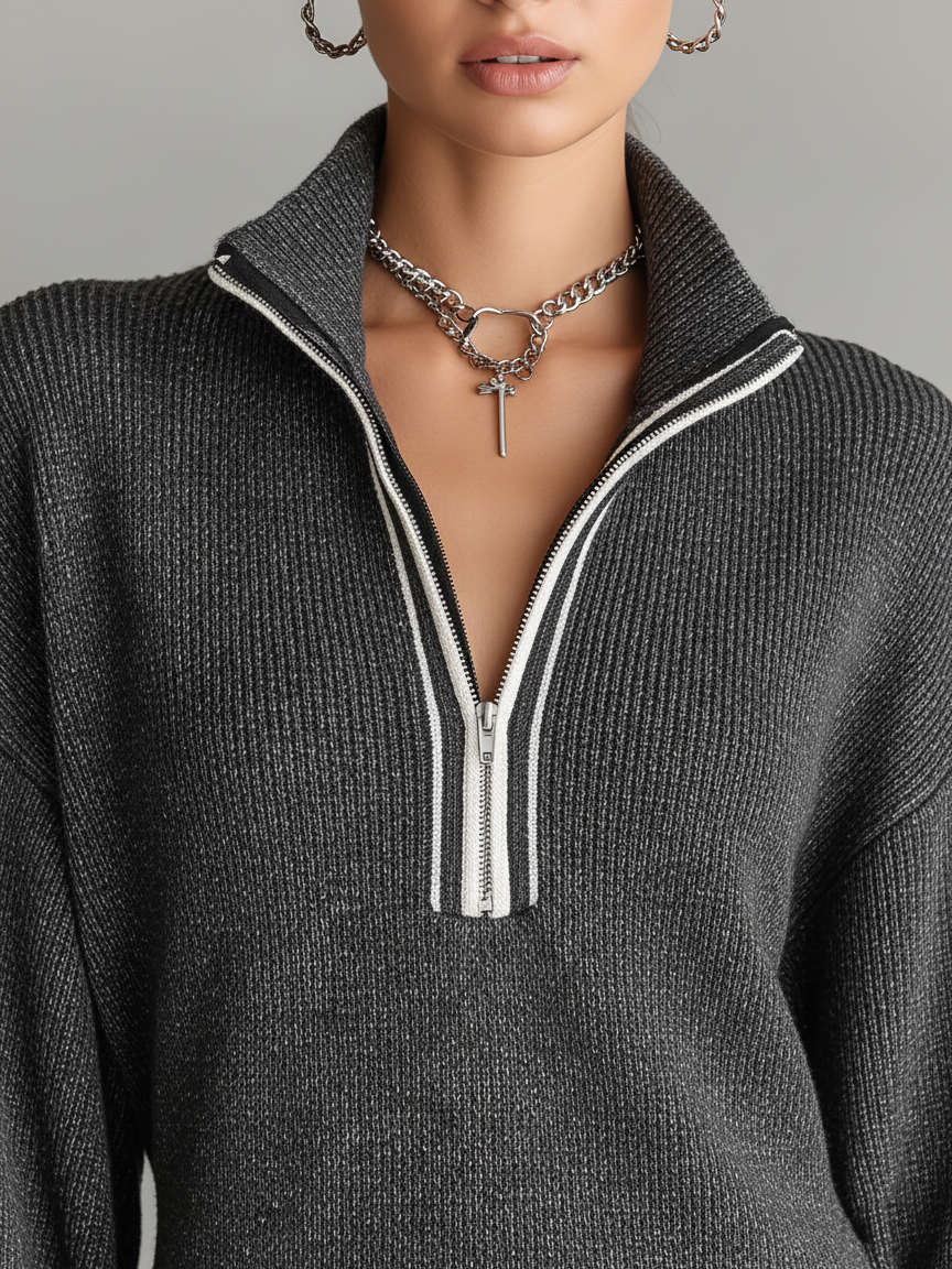 Ophelia | White-Trim Knit Mini Dress