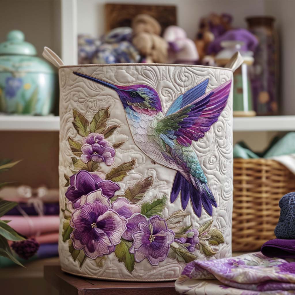 Violet Hummingbird Haven Laundry Basket