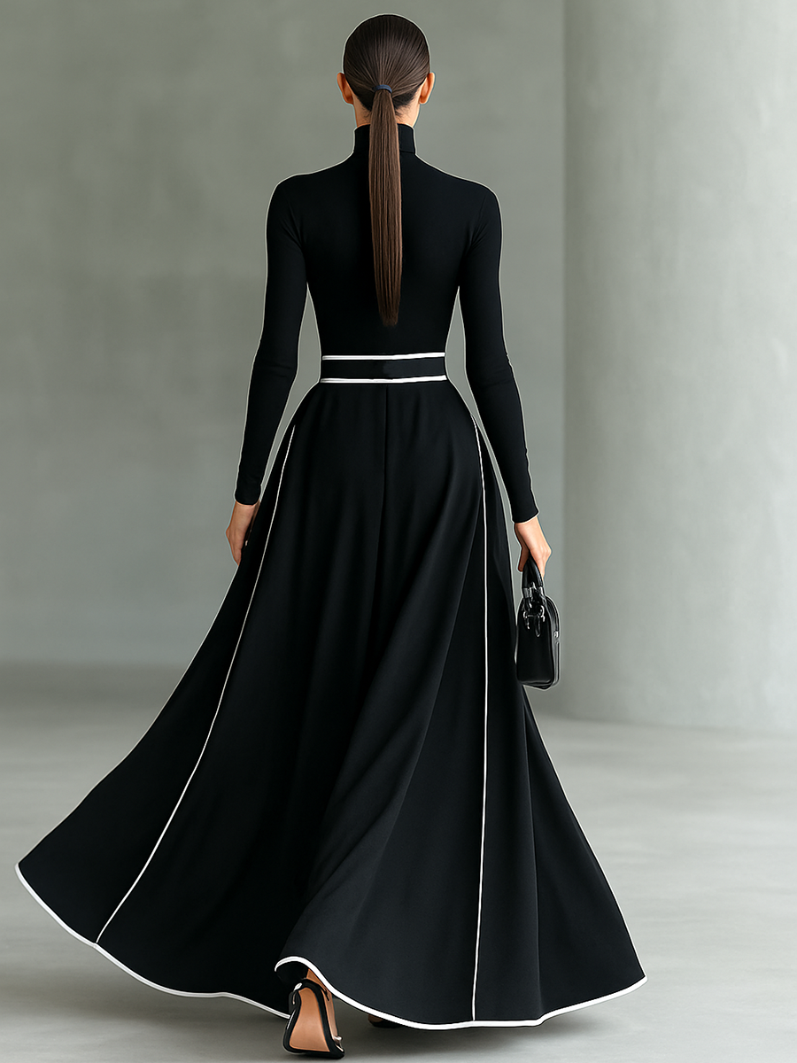 Odette | High-Collar Belted Maxi Dress