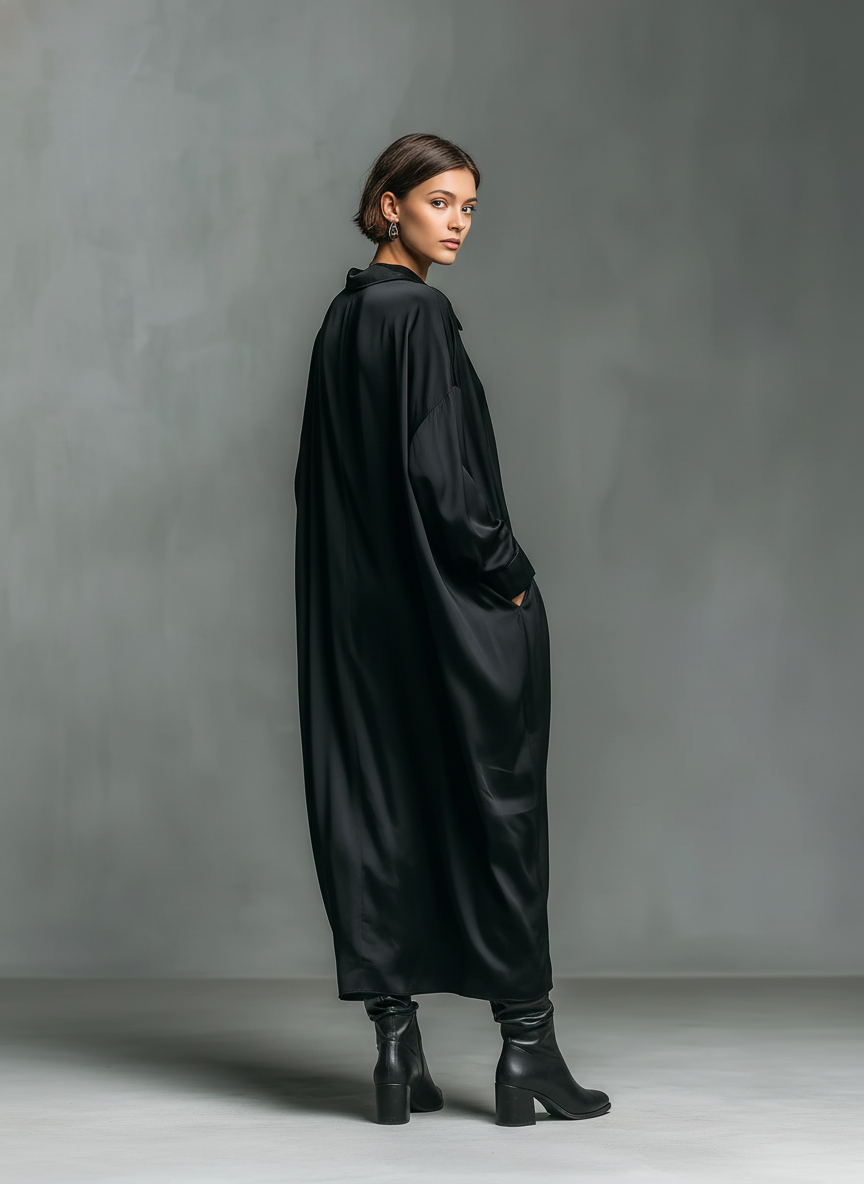Nolwen | Glossy Satin Maxi Dress