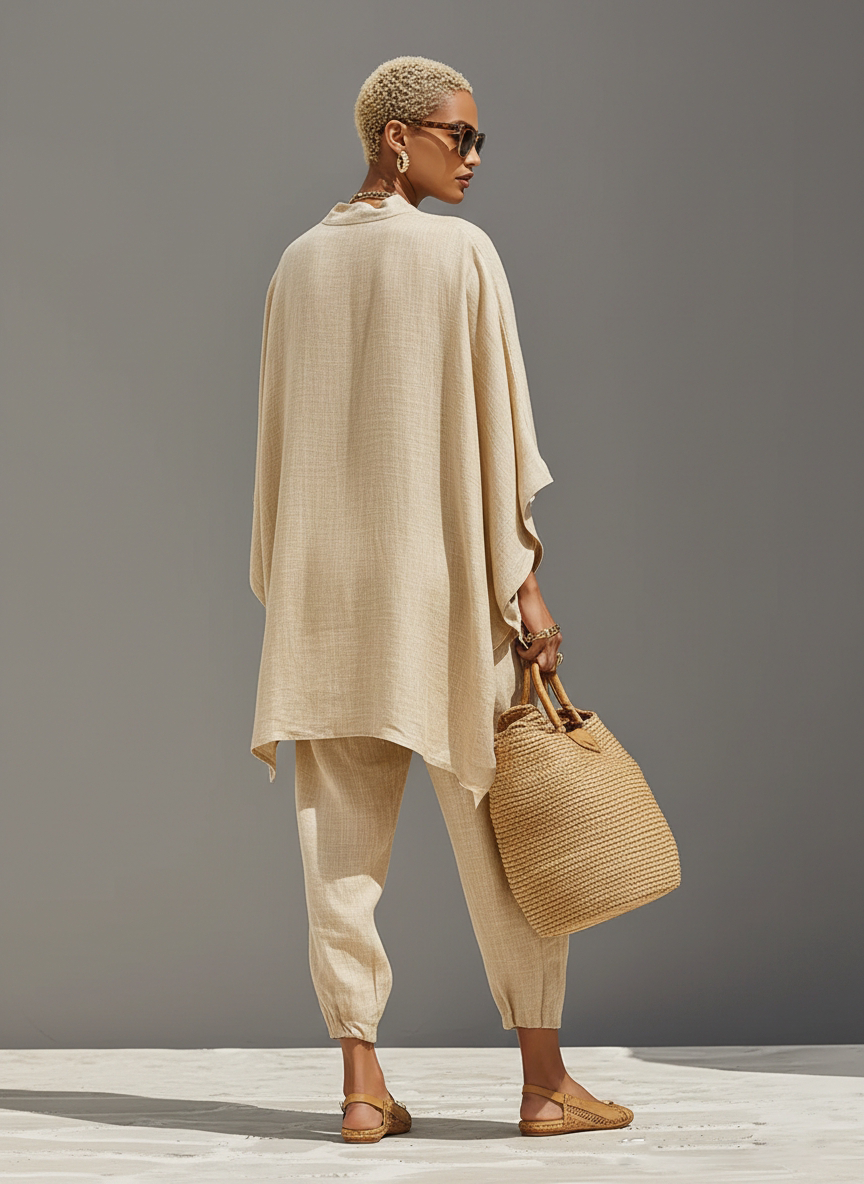 Ayla | Neutral Asymmetric Linen Set