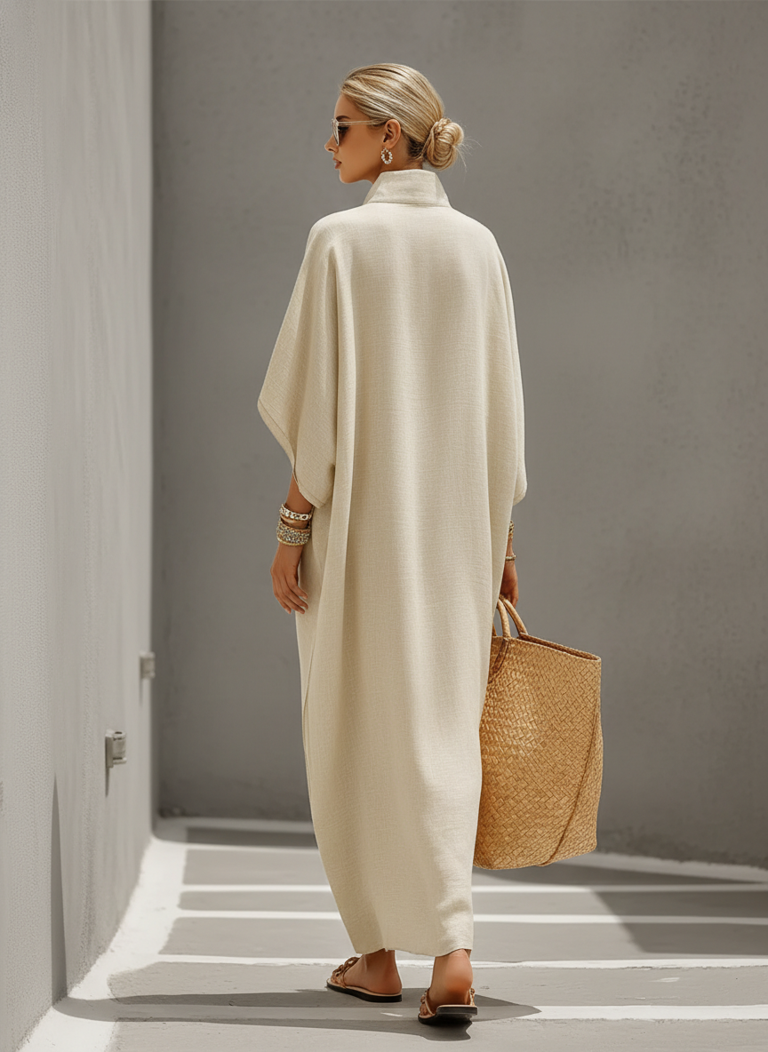 Sophie | Oatmeal Mandarin Collar Dress