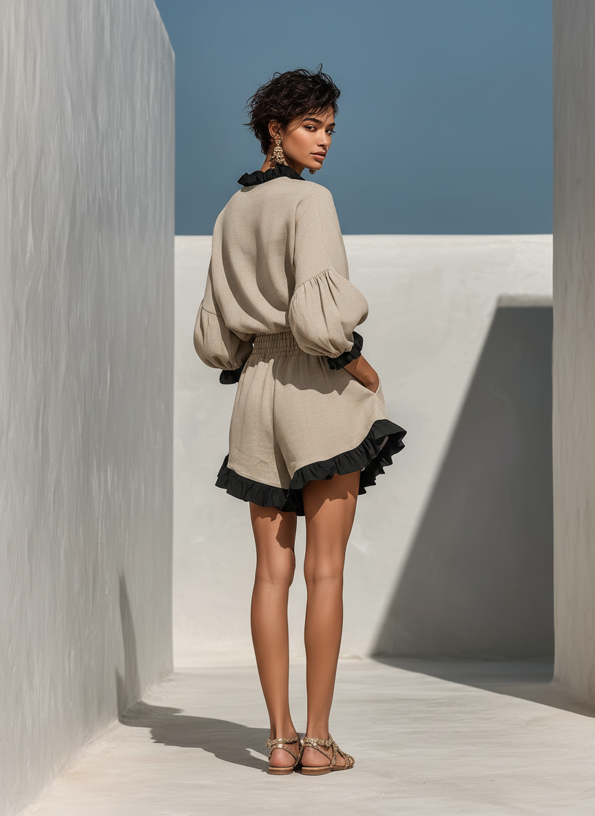 Nina | Ruffle Trim Shorts Set