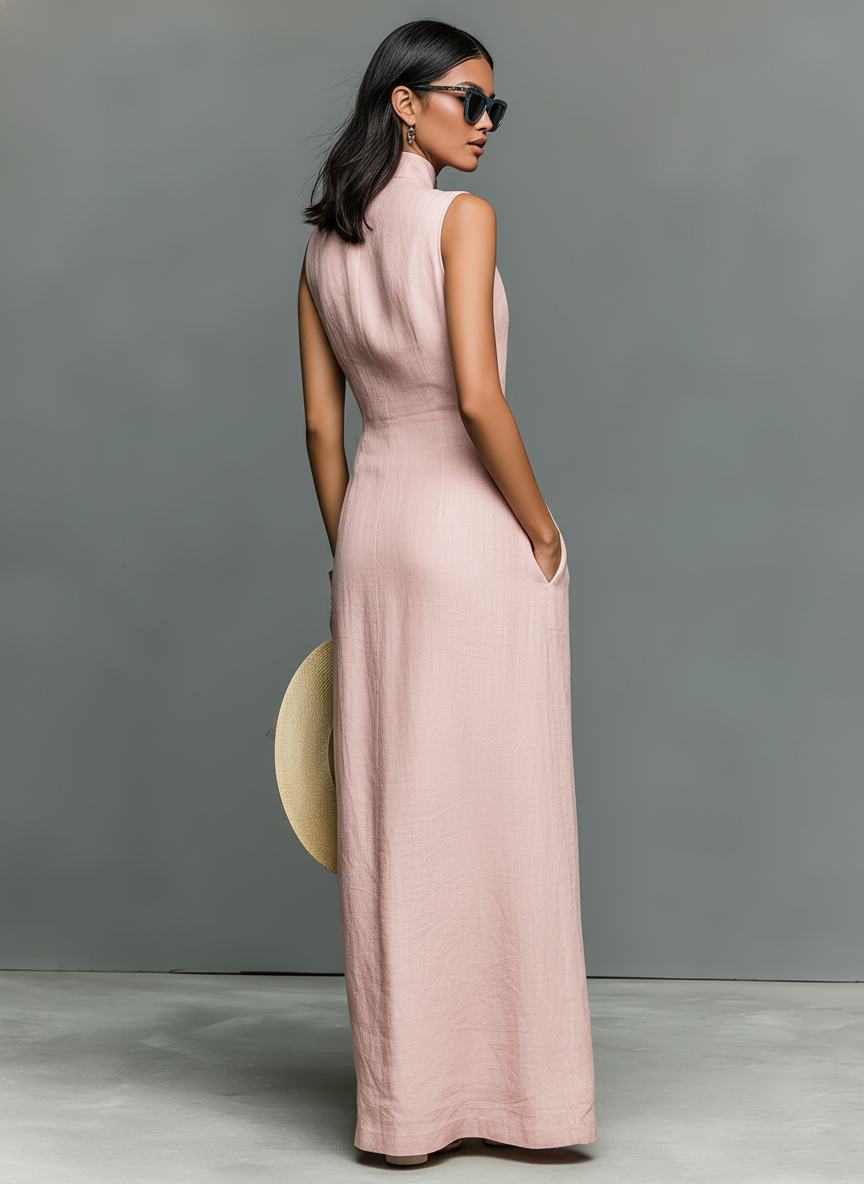 Elodie | Sleeveless Shirt Maxi Dress