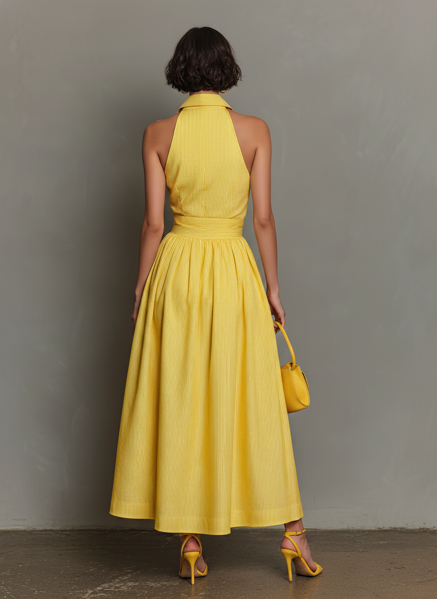 Delphine | Sleeveless Lapel Maxi Dress