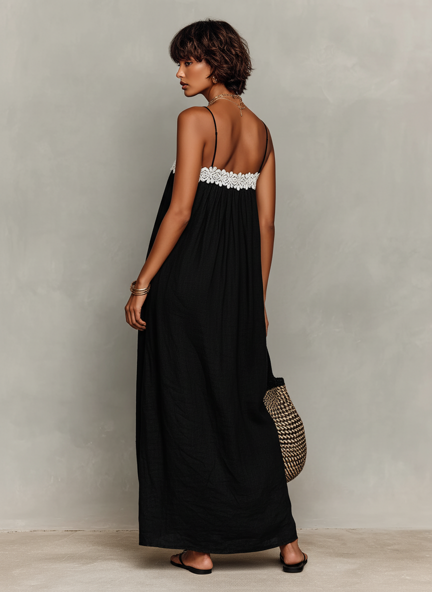 Margot | Lace Panel Strapless Maxi Dress