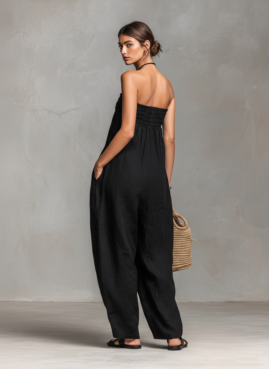 Ariella | Strapless Linen Jumpsuit