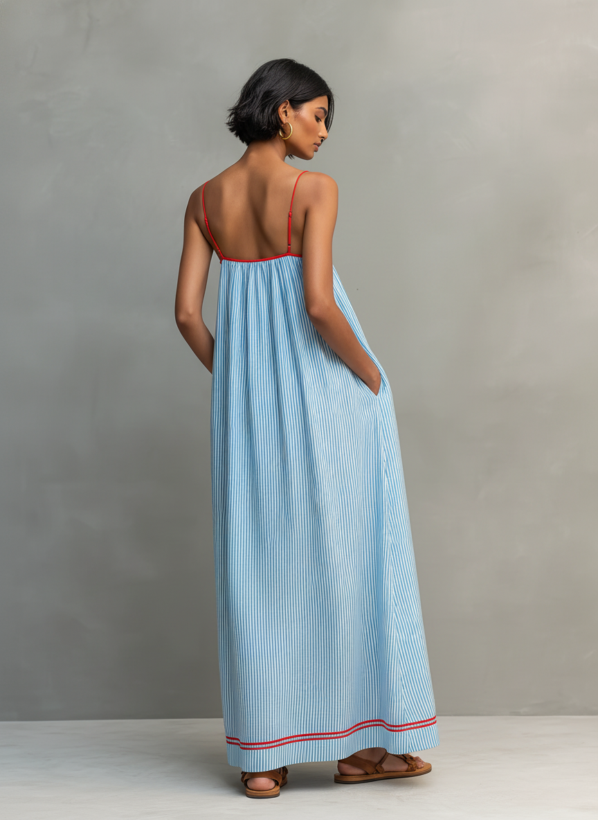 Lucia | Striped Spaghetti Strap Maxi Dress