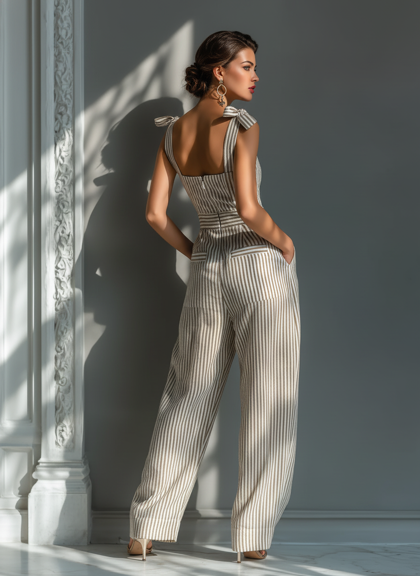 Mabel | Striped Tie-Strap Jumpsuit