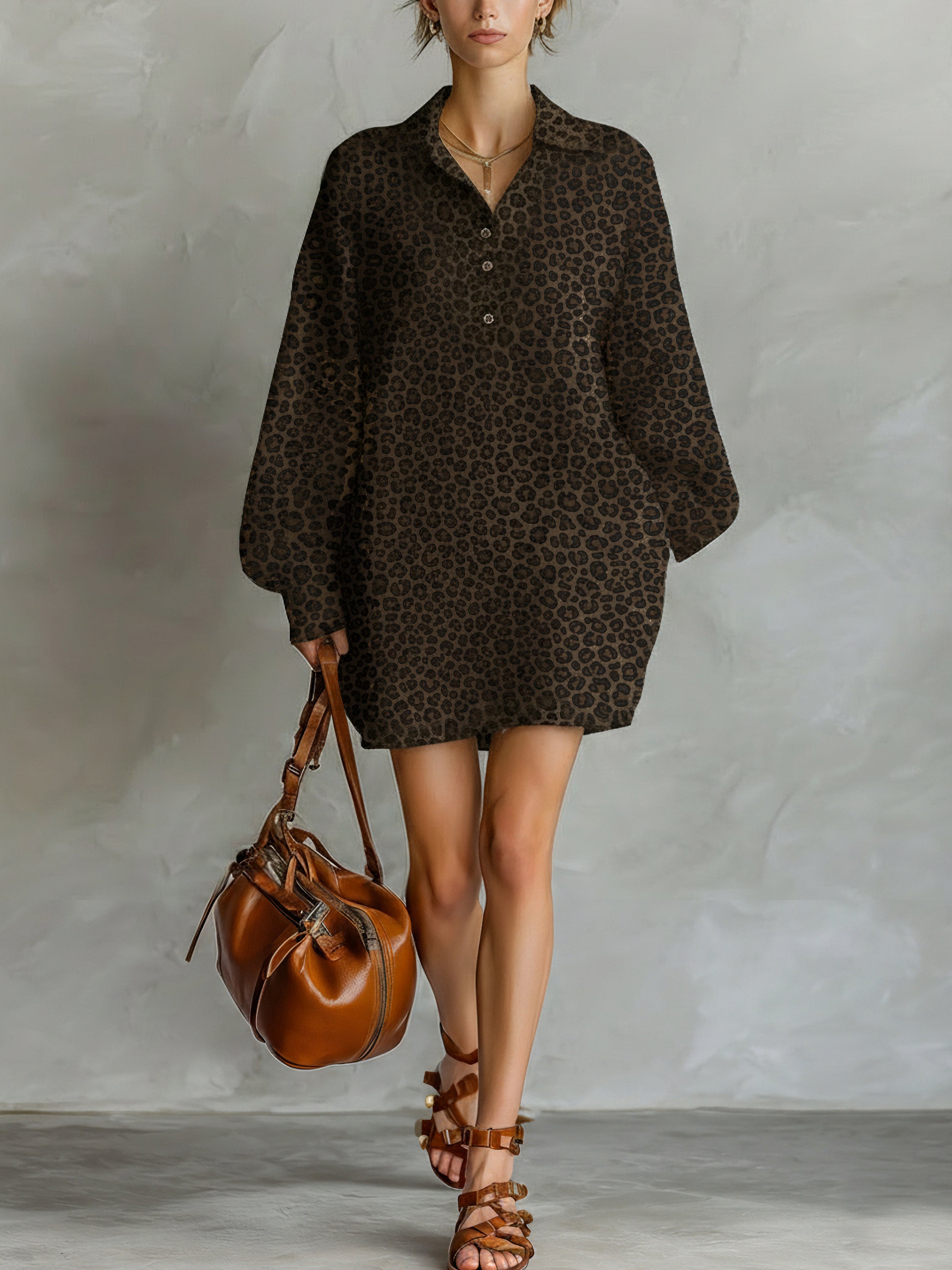 Celeste | Leopard Print Long Sleeve Dress