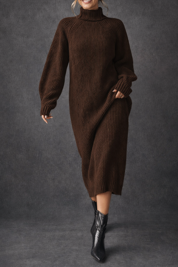 Olive | High-Neck Textured Dress