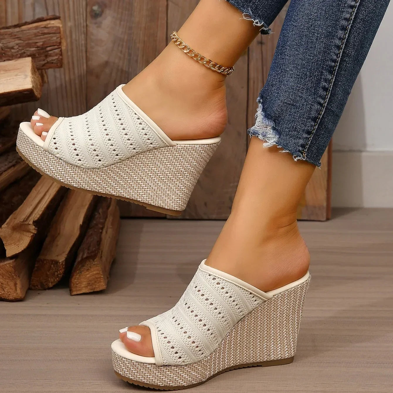 Lucia | Knit Wedge Sandals