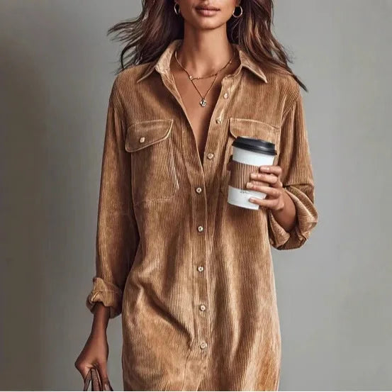 Ashleigh | Corduroy Polo Maxi Dress