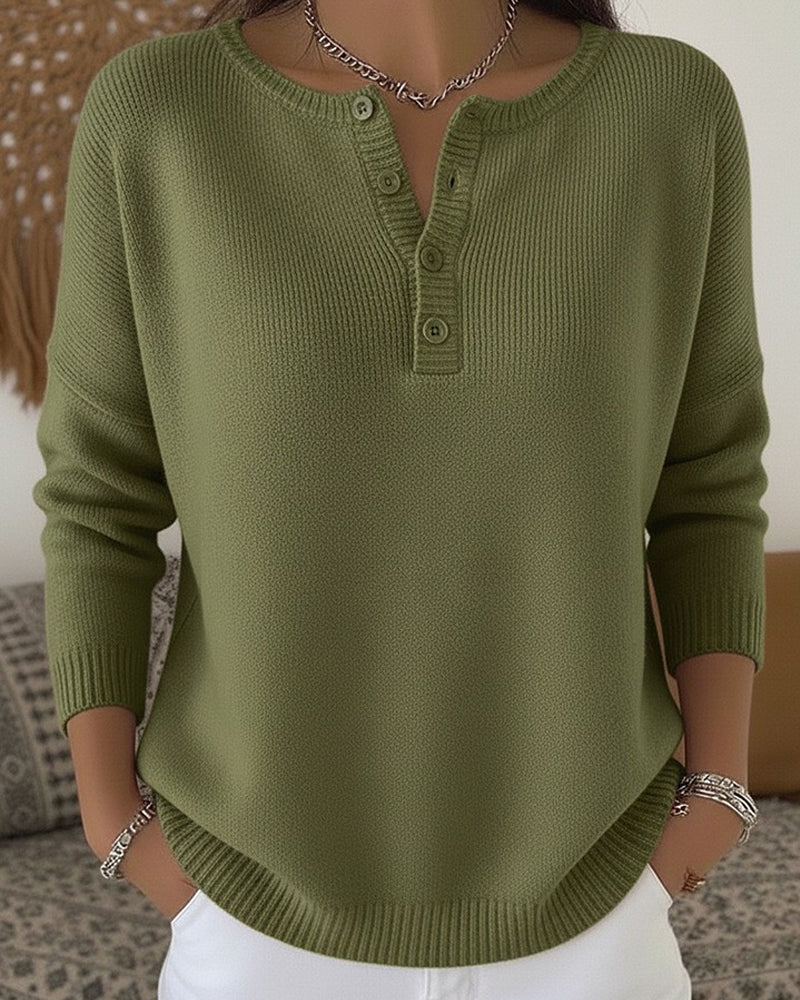Mira Button-Up Knit Sweater