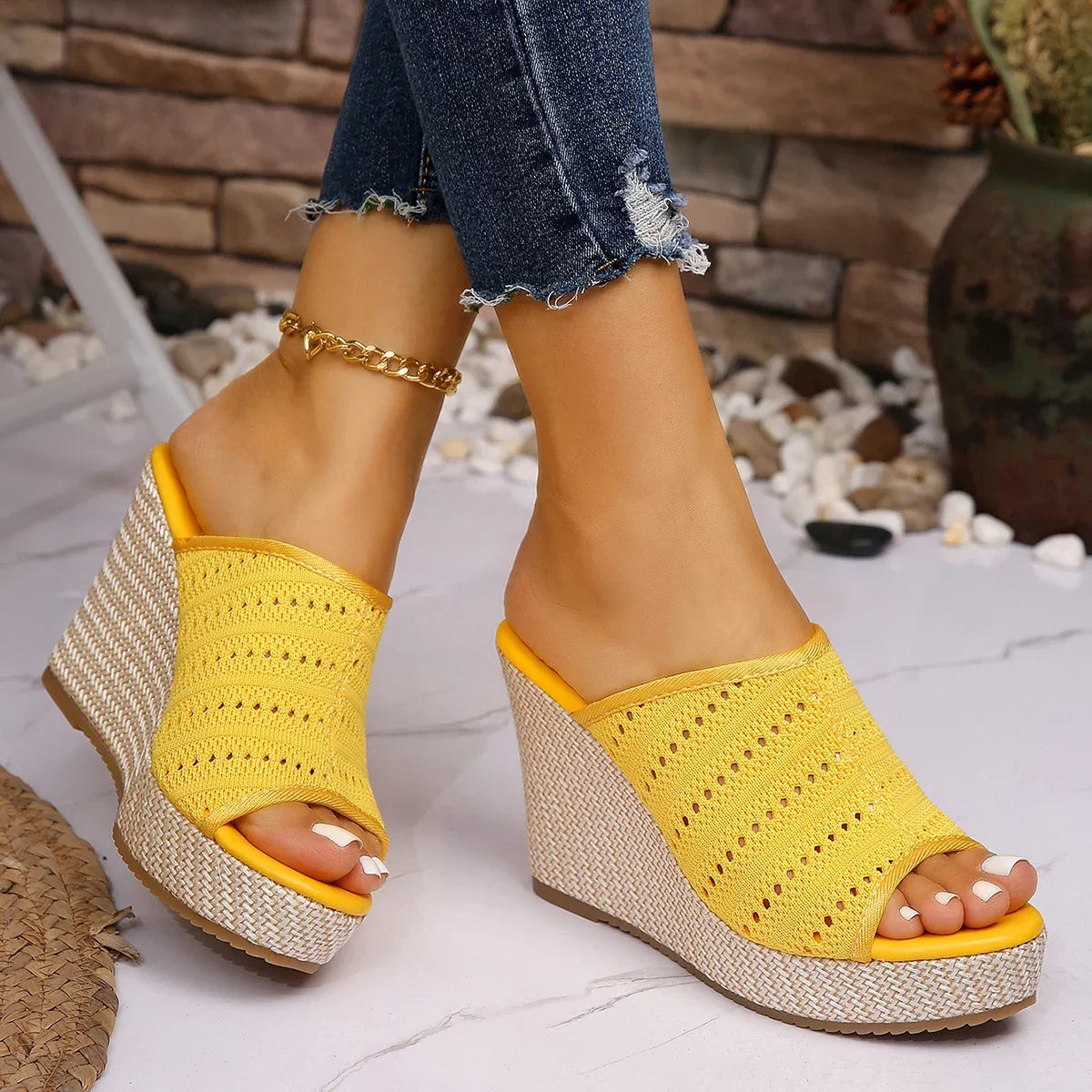 Lucia | Knit Wedge Sandals