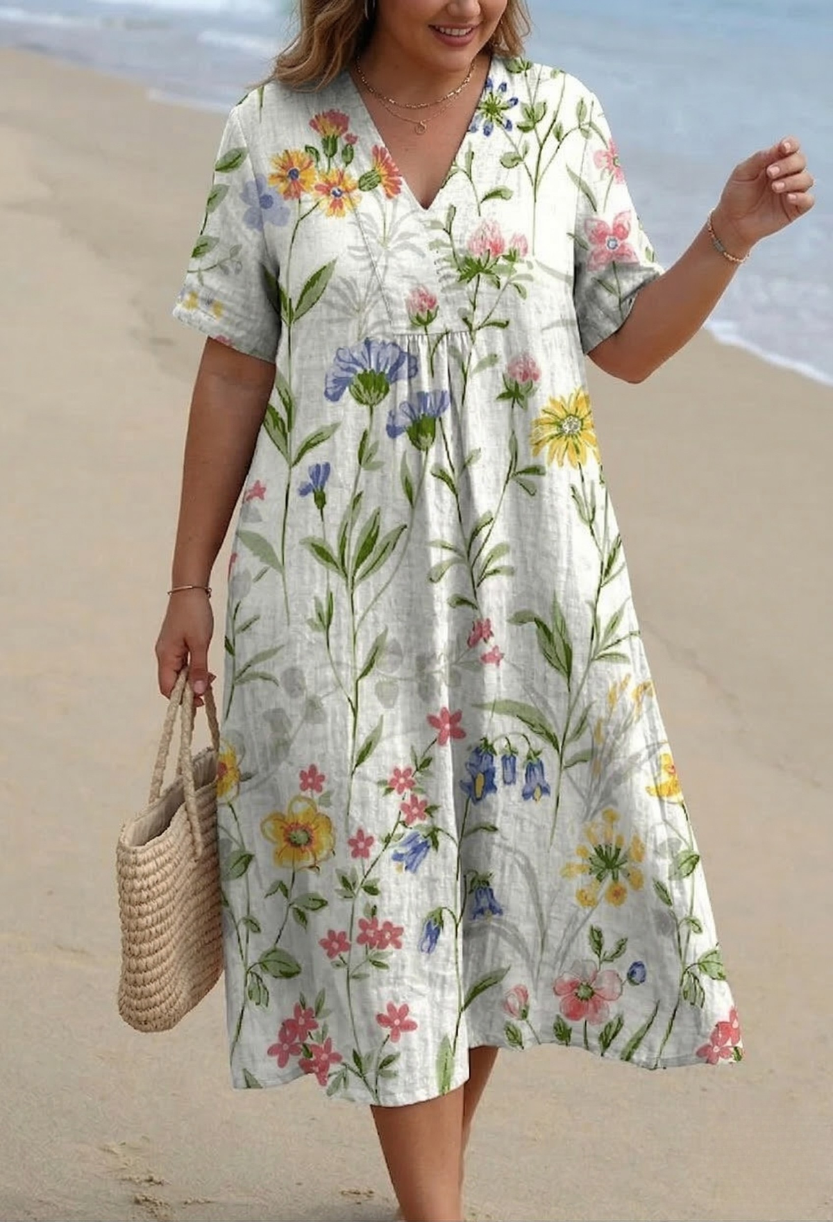 Women's Vintage Floral Casual Flowing Dress