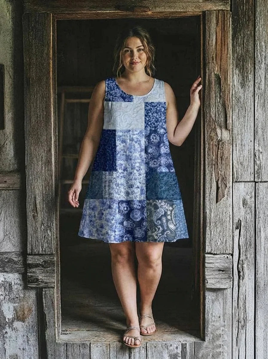 Blair - Vintage Patchwork Linen Dress