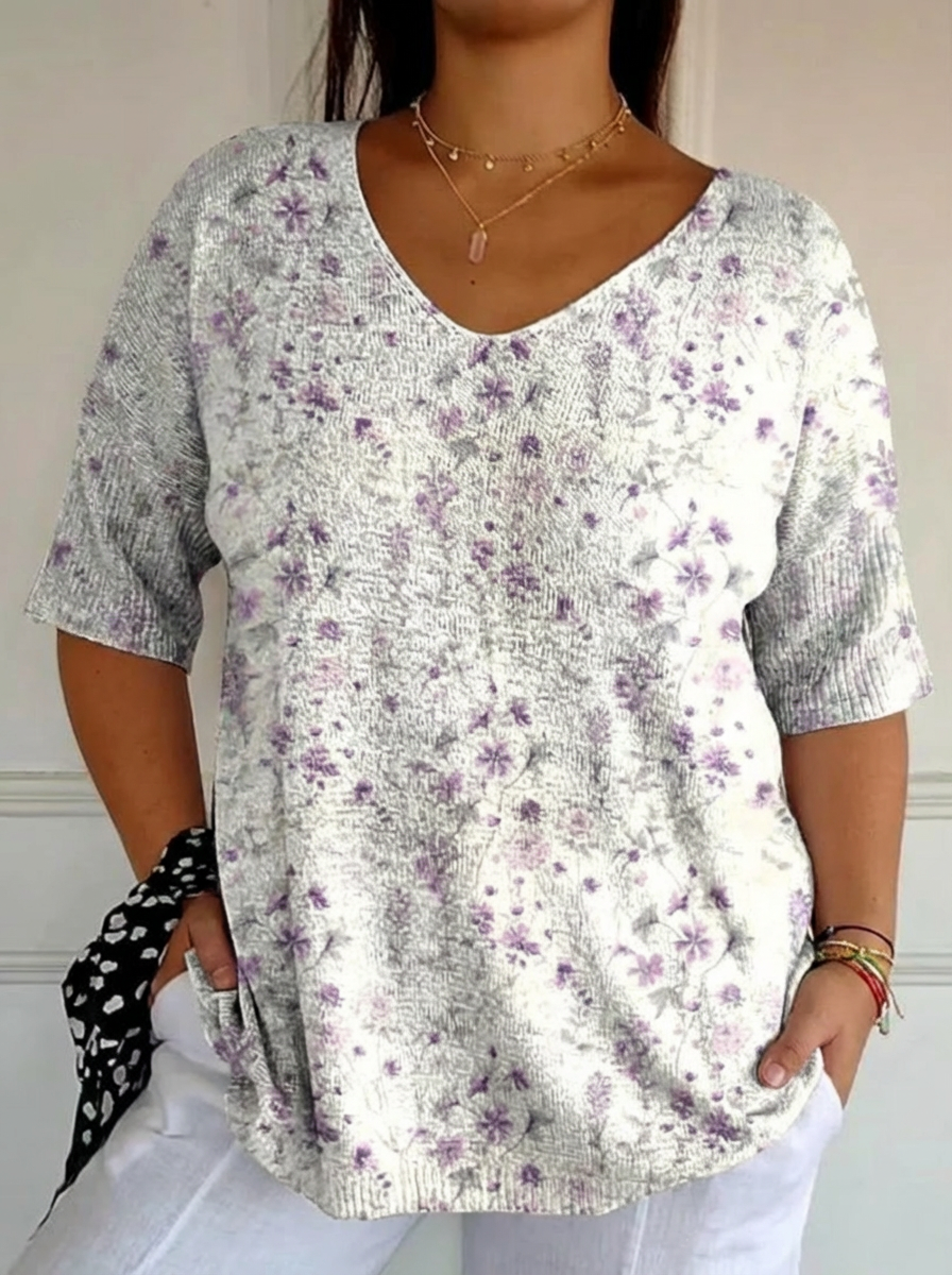 Women's Vintage Floral Art Casual Pullover Knit