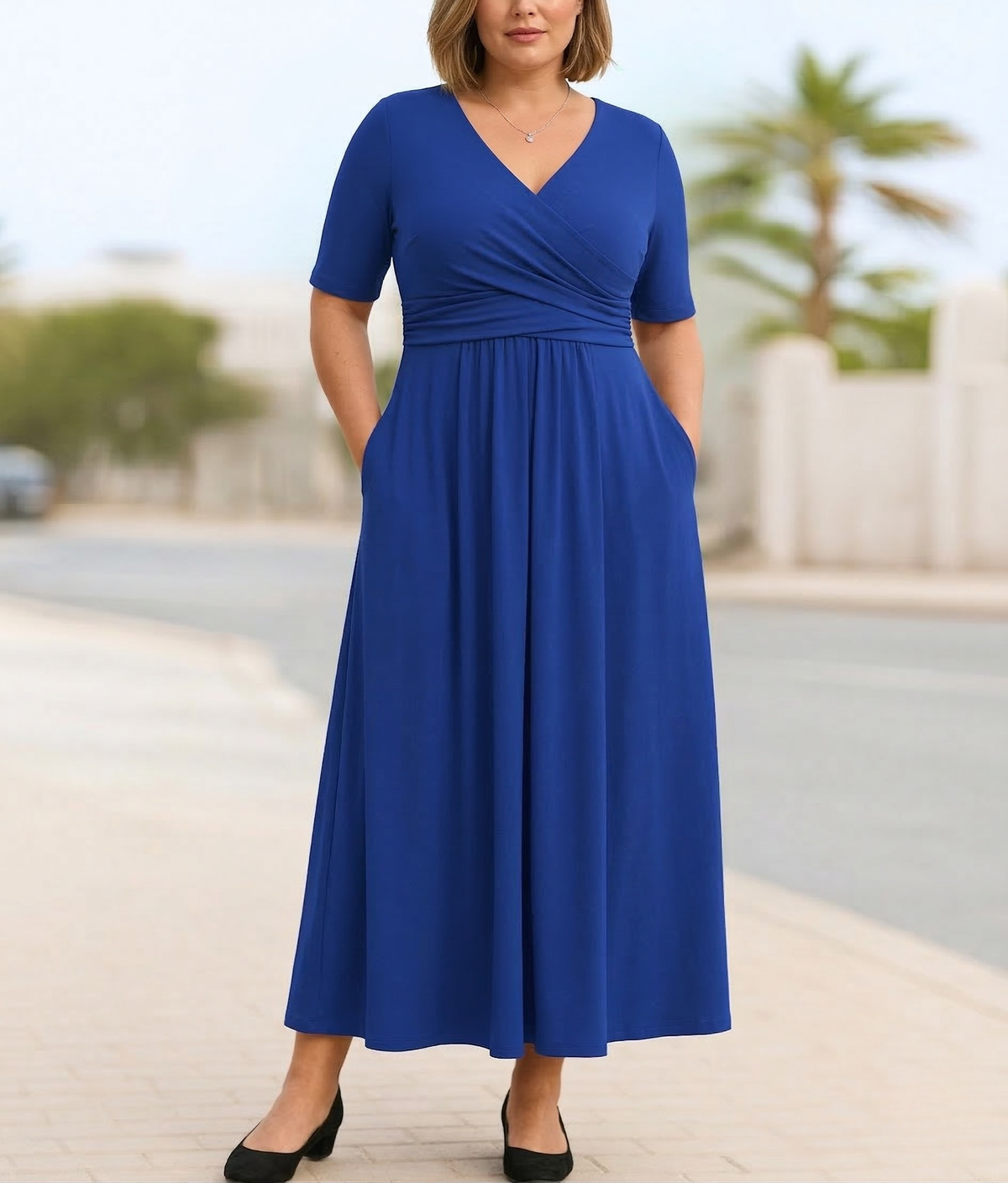 Monique | Short Sleeve Crossed Dress