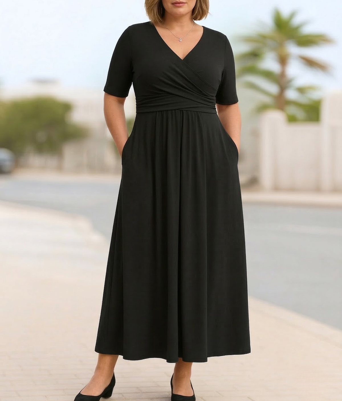 Monique | Short Sleeve Crossed Dress