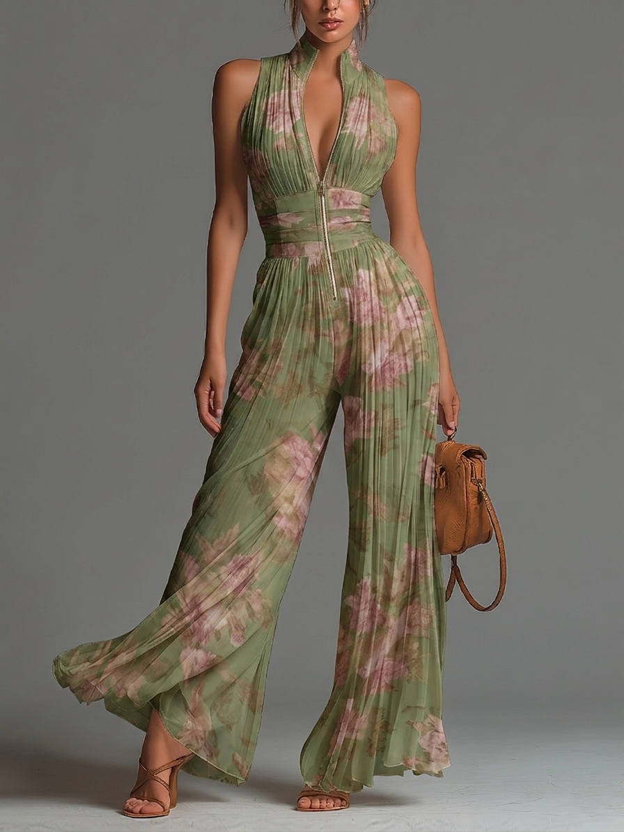 Kalindra | Green Floral Jumpsuit