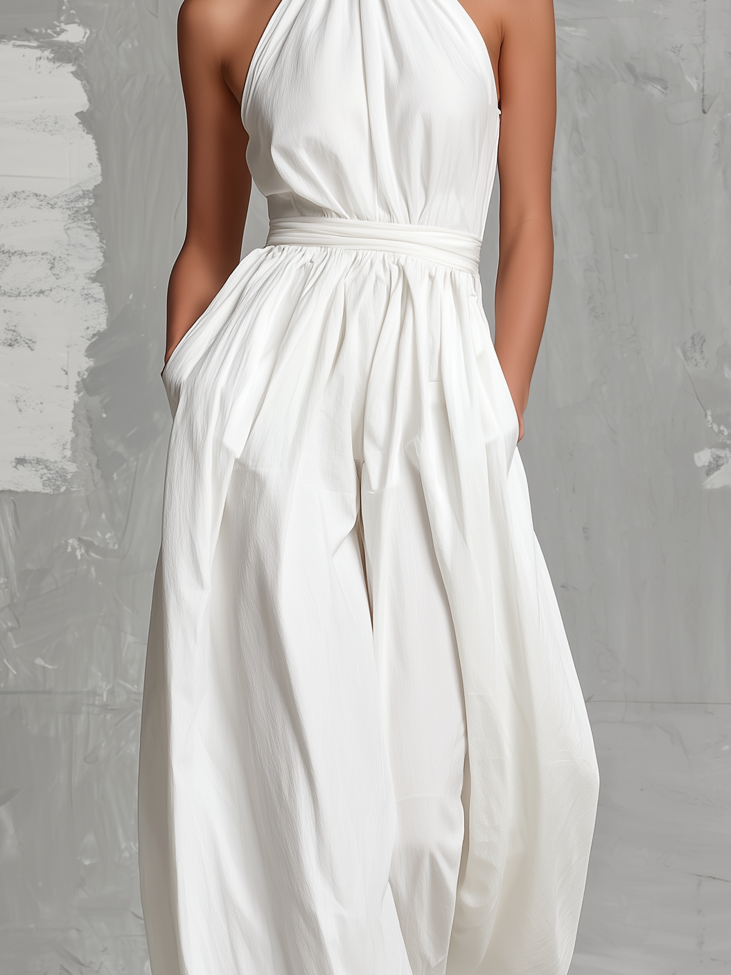 Anya | White Halter-Neck Jumpsuit