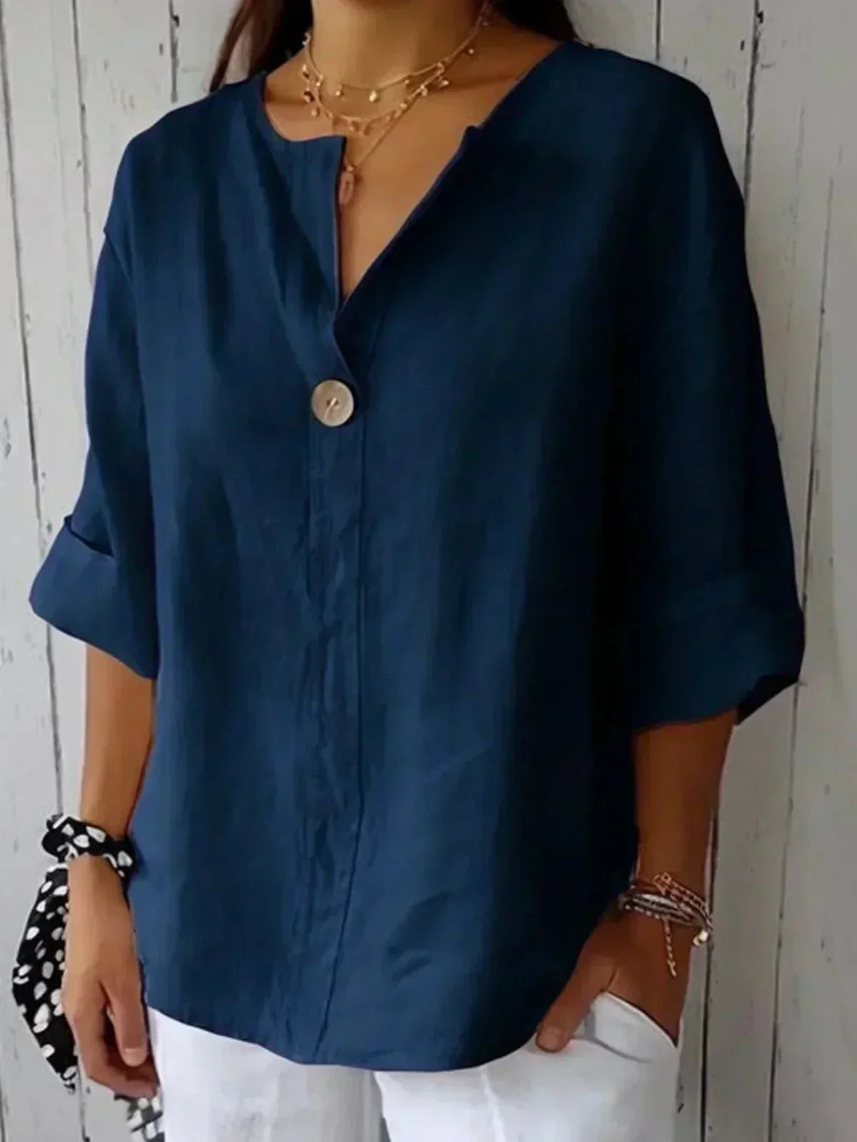 Zamma™ | Relaxed Linen V-Neck Top