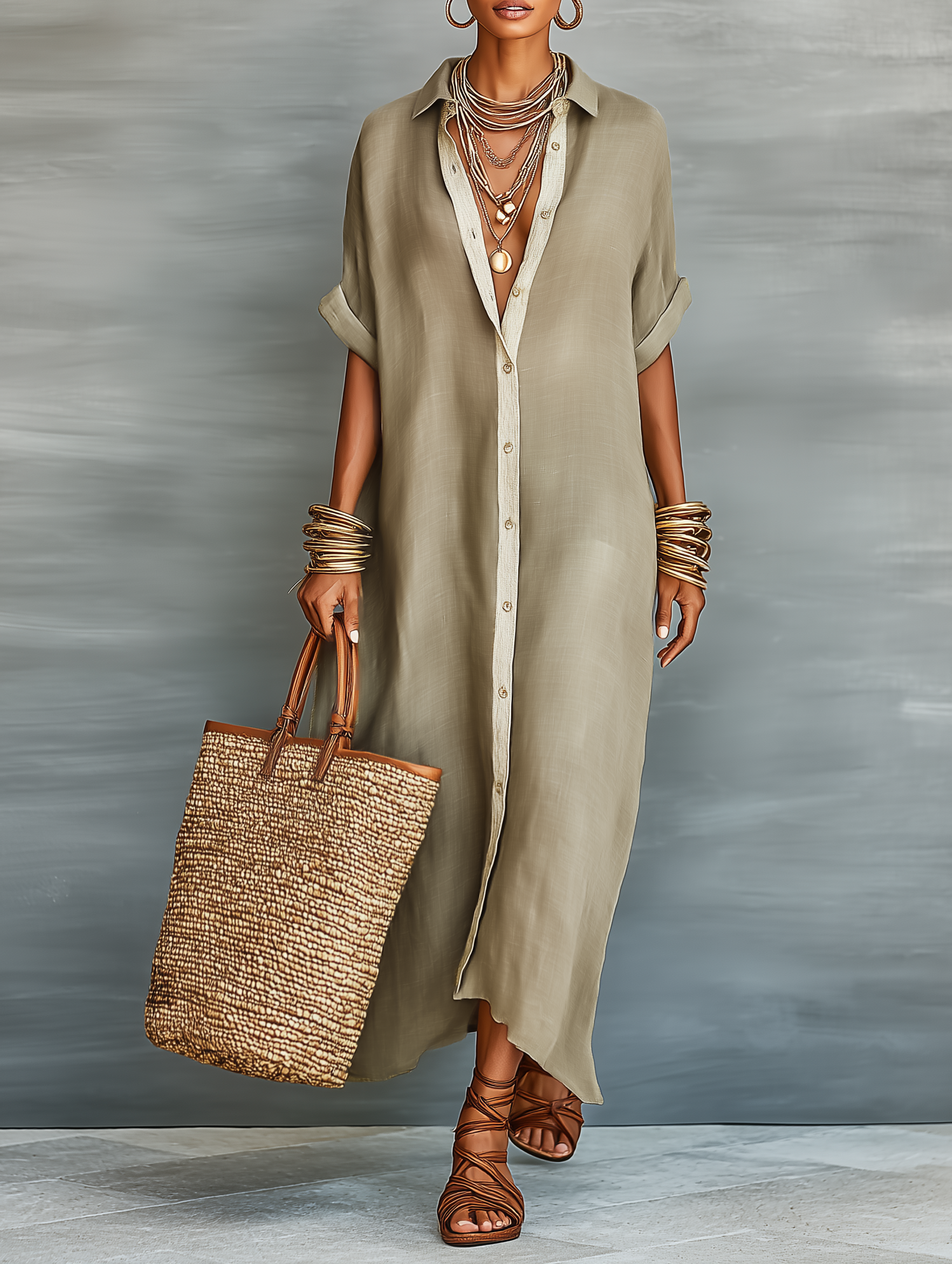 Fleur | Short-Sleeve Linen Shirt Dress