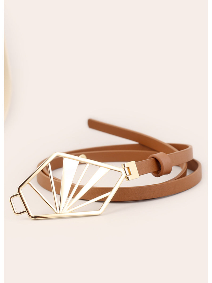 Elodie | Brown Geometric Leather Belt