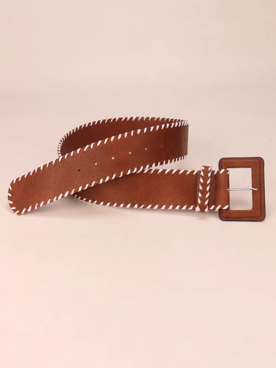 Camille | Brown Stitch Detail Belt