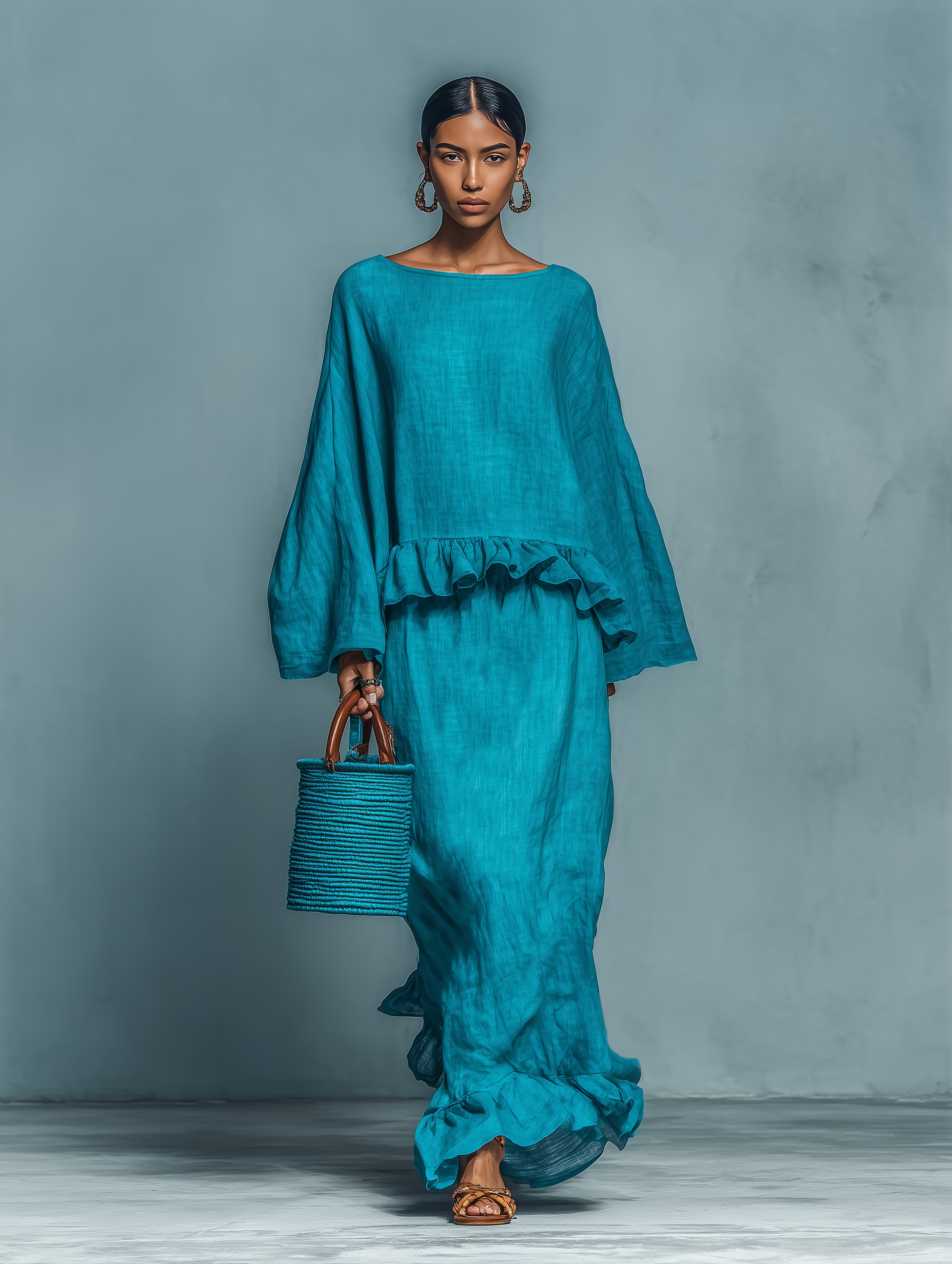 Thea | Linen Blouse & Skirt Set