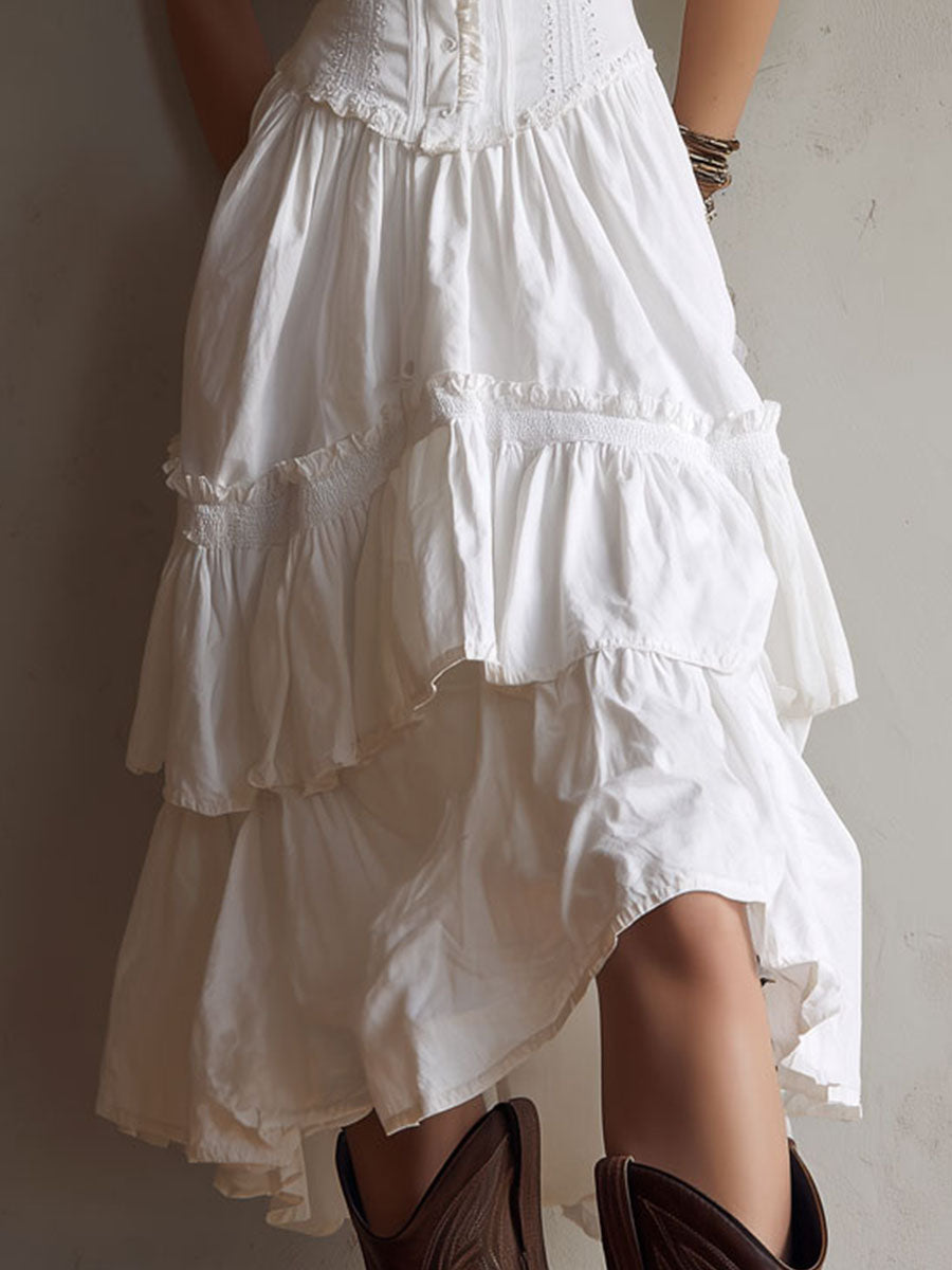 Reese | Boho Corset Tiered Midi Dress