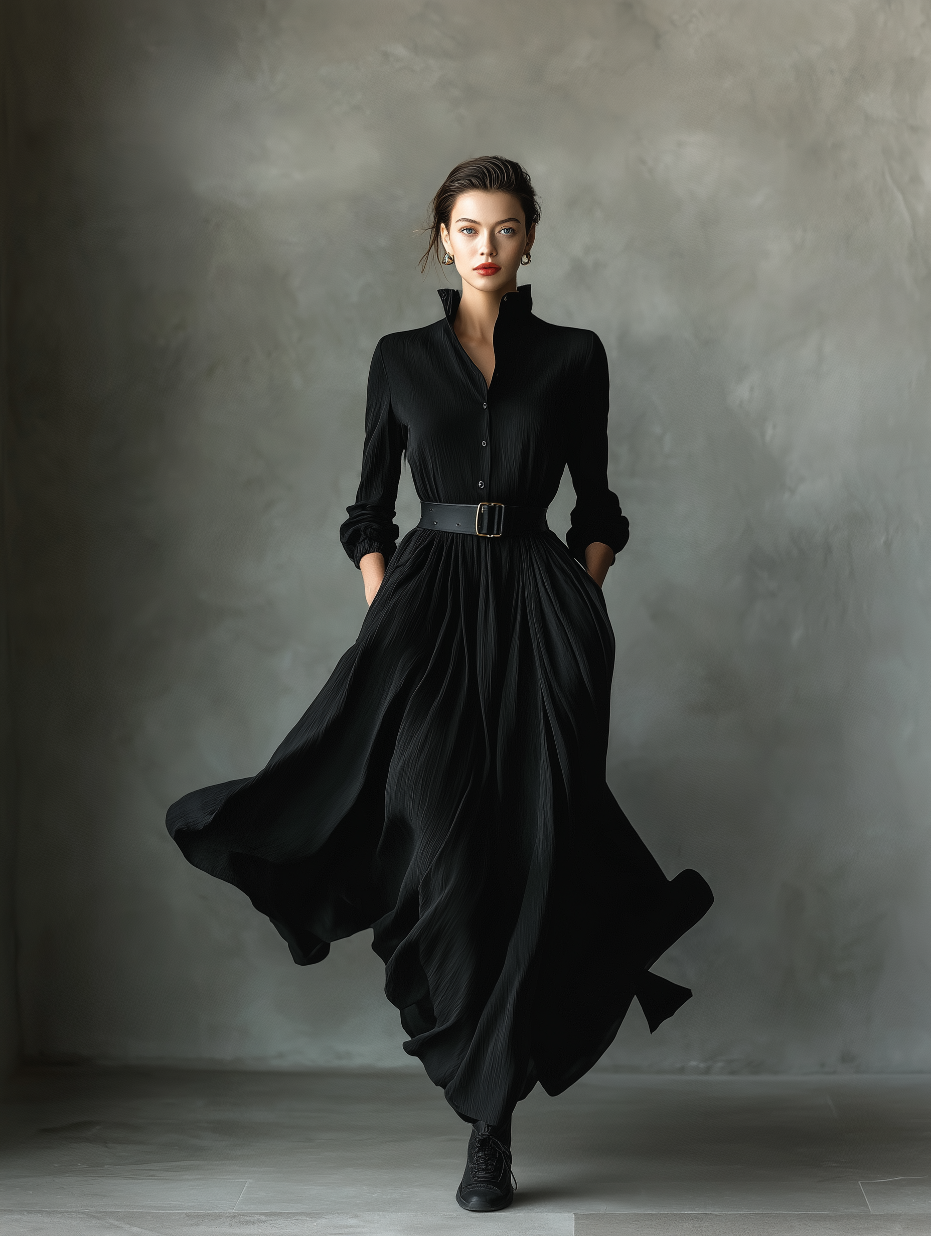 Elina | Textured Pleated Maxi Dress