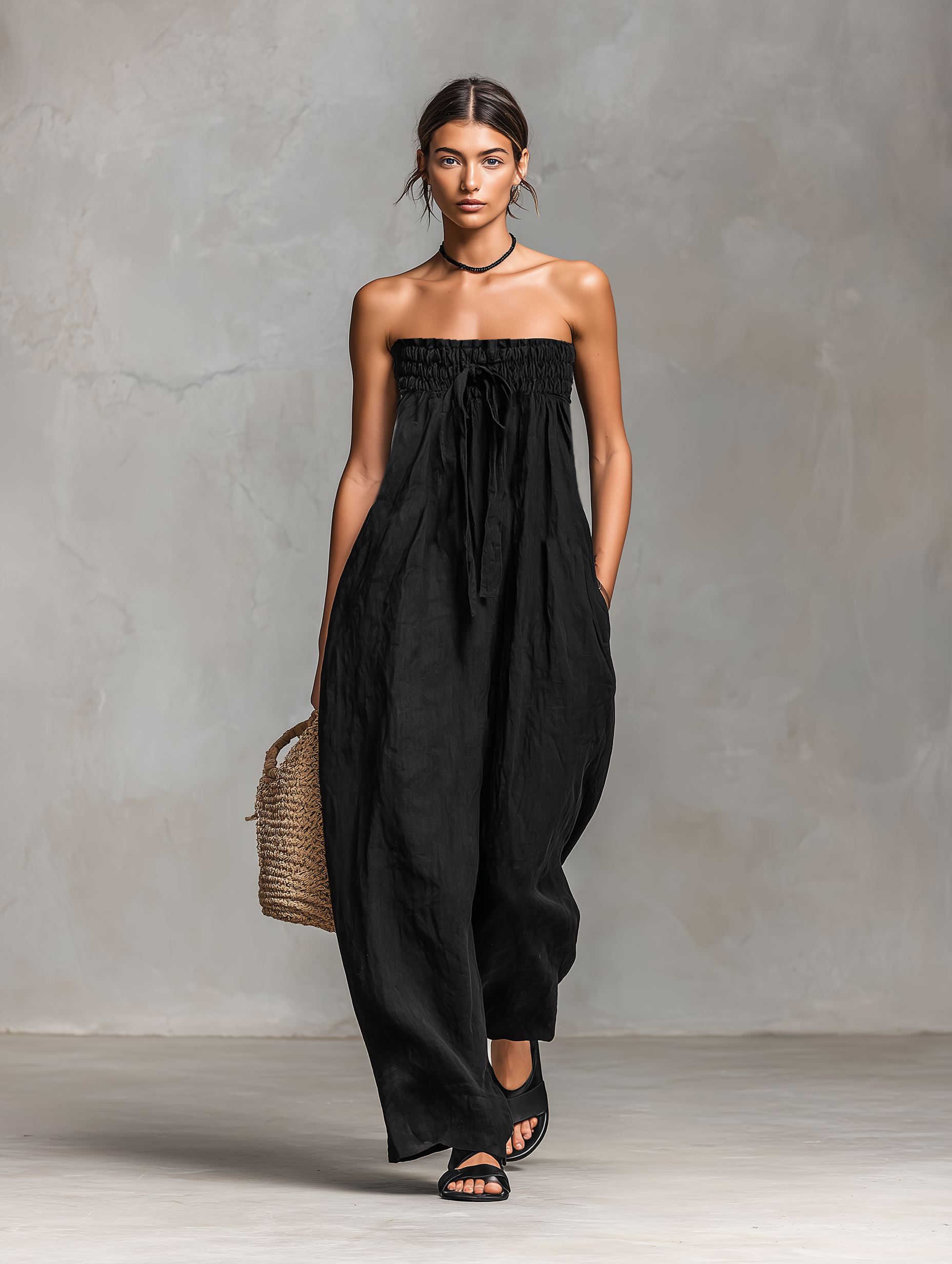 Ariella | Strapless Linen Jumpsuit