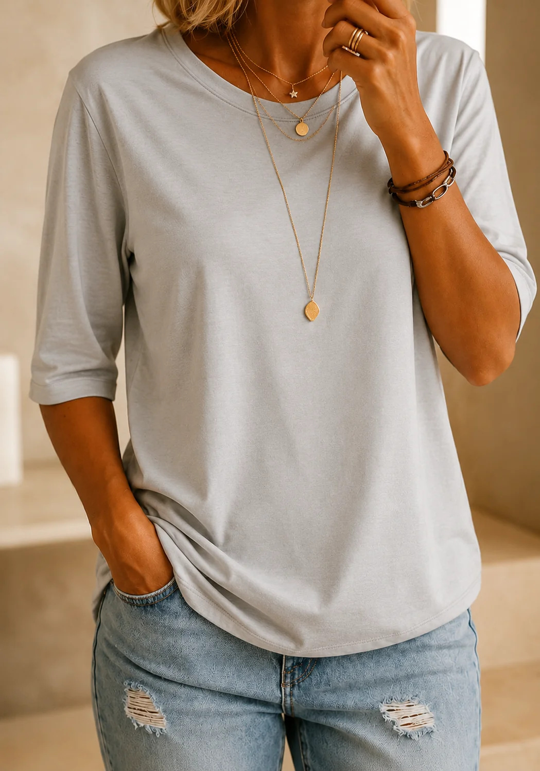Harper™ | Relaxed Half-Sleeve Tee