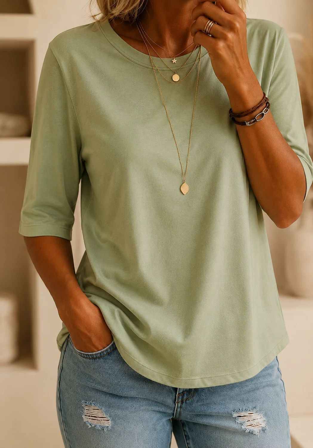 Harper™ | Relaxed Half-Sleeve Tee