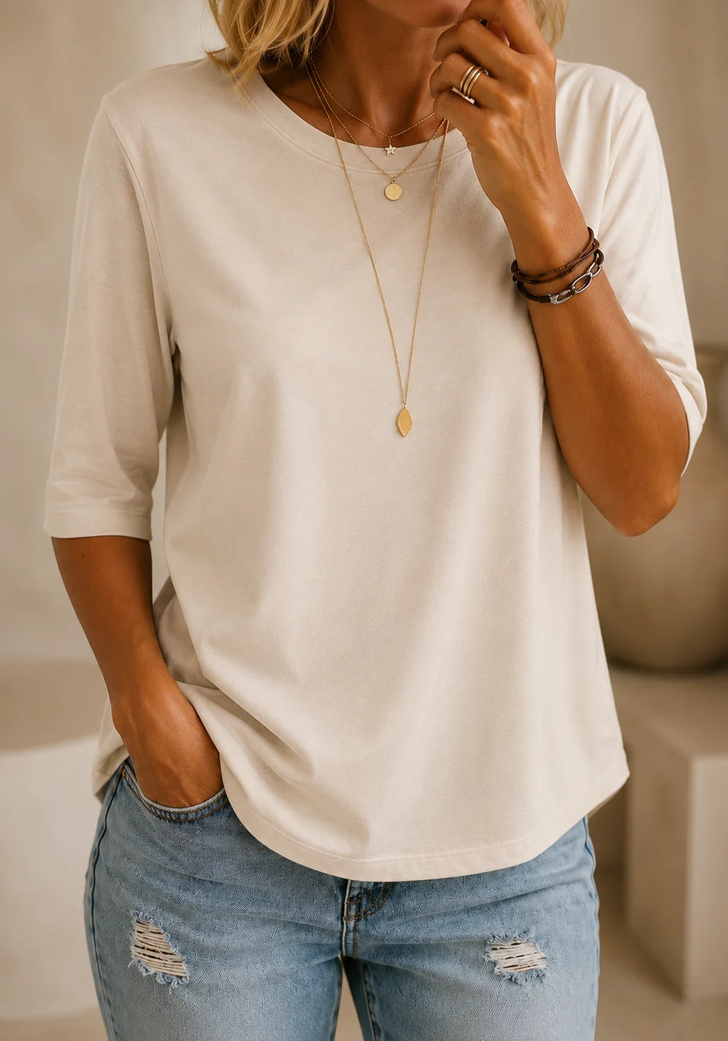 Harper™ | Relaxed Half-Sleeve Tee