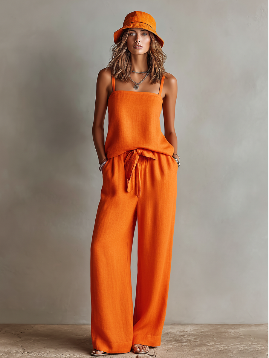 Alina | Orange Cami Trouser Set