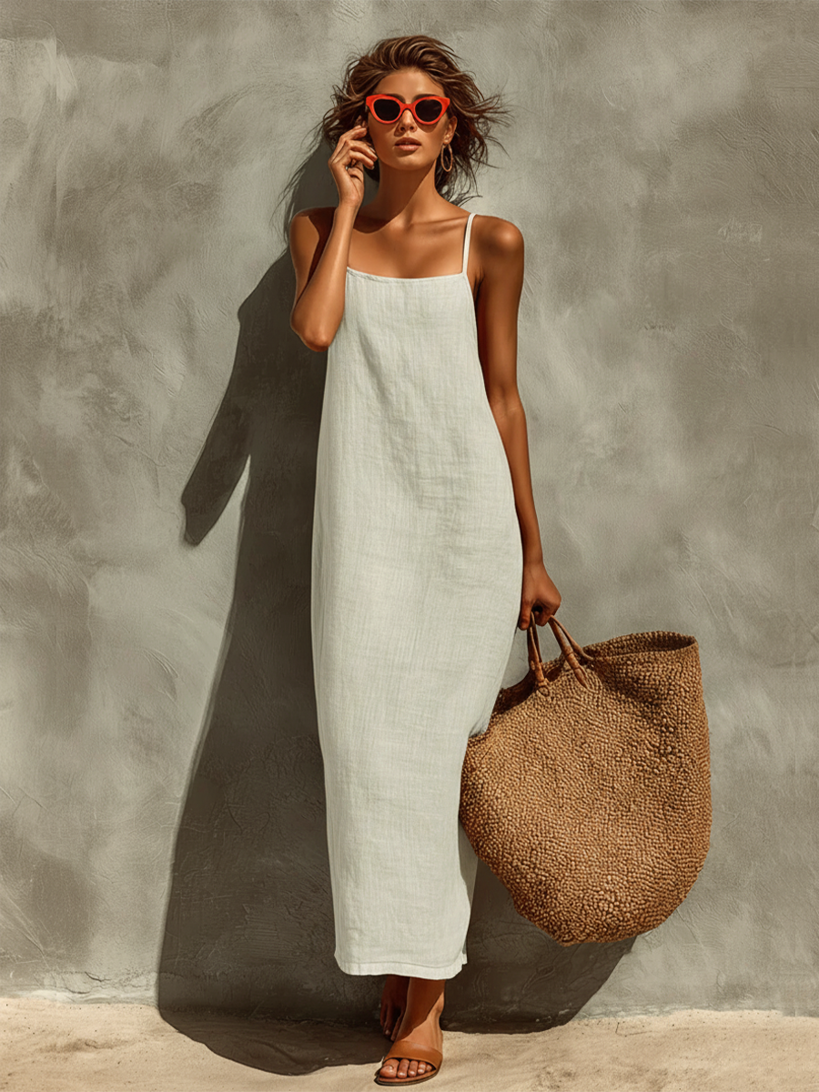 Goldie | Red Square-Neck Resort Dress
