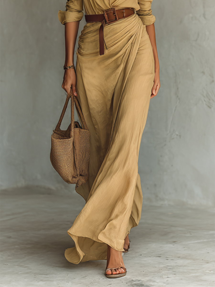 Lucia | Belted Lapel Maxi Dress