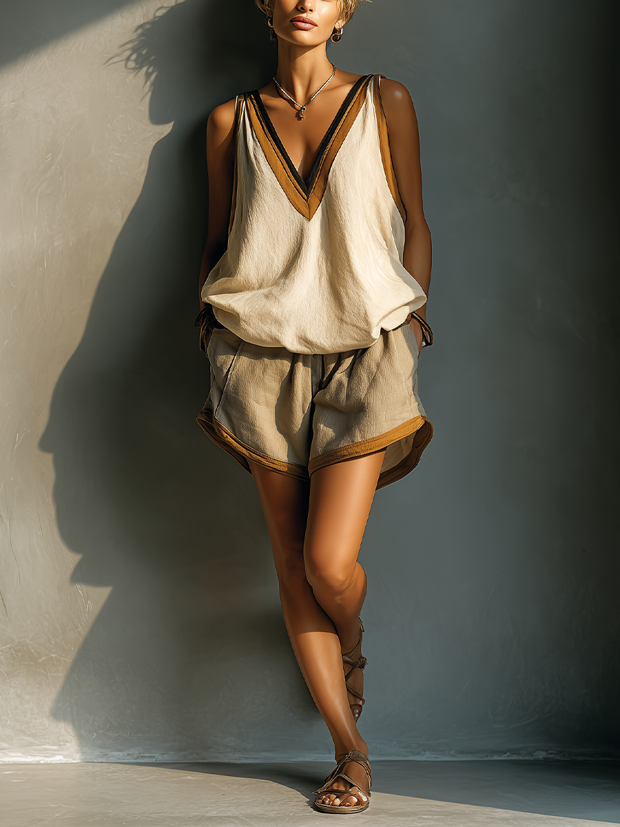 Colette | Contrast Trim Shorts Set
