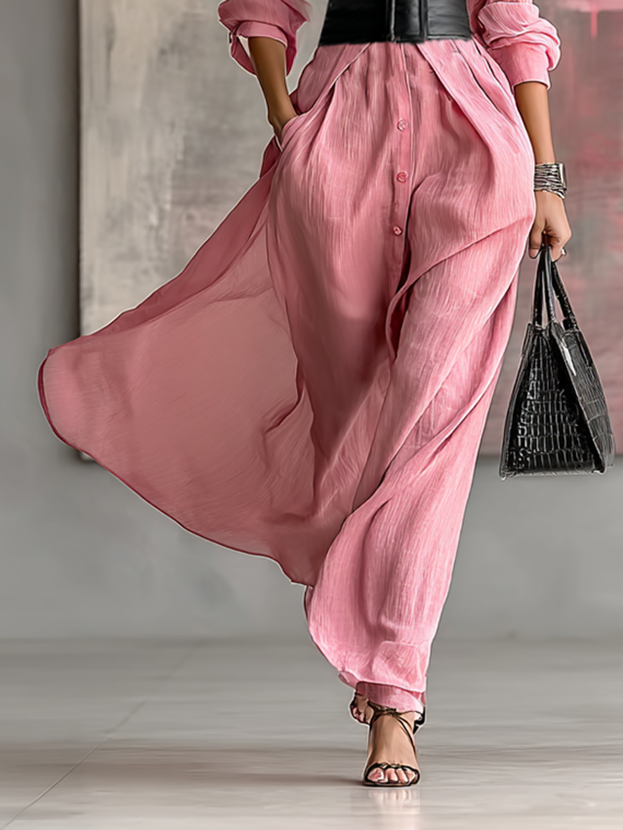Rosalie | Belted Shirt Maxi Dress