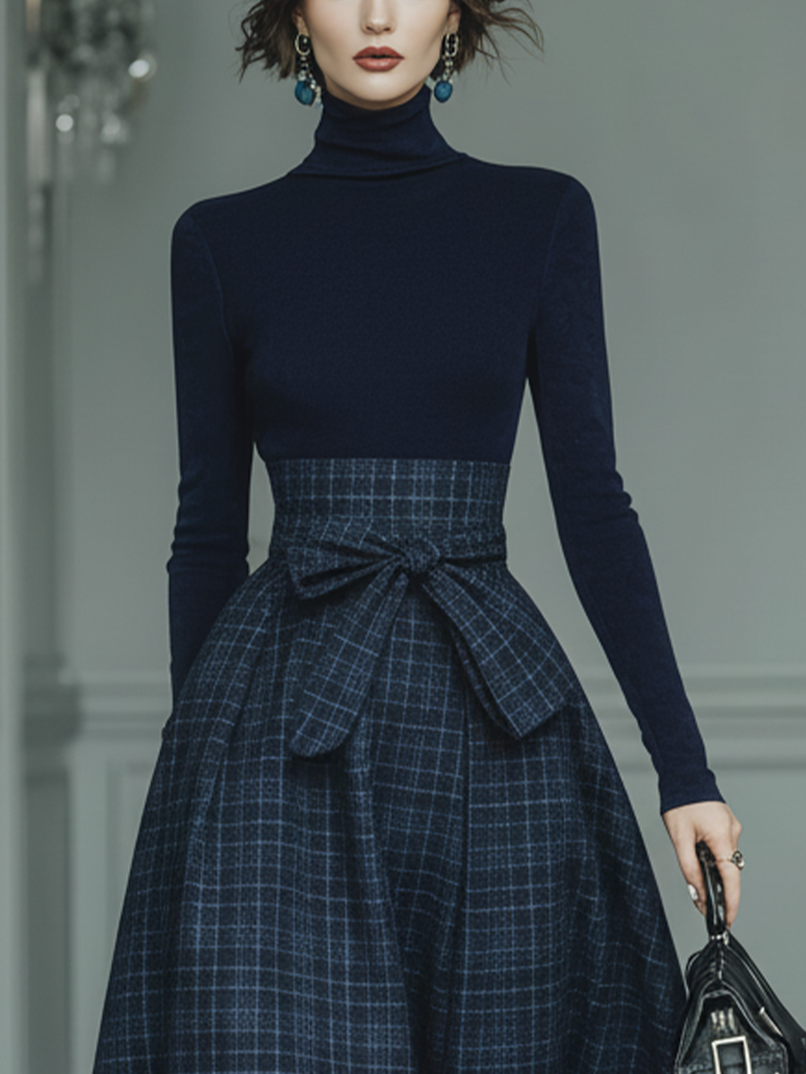 Monroe | Dark Blue Knit Skirt Set